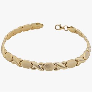 Solid 14k Gold Bracelet 14k 5.5 grams XO high polish and satin finishes 7.5 “